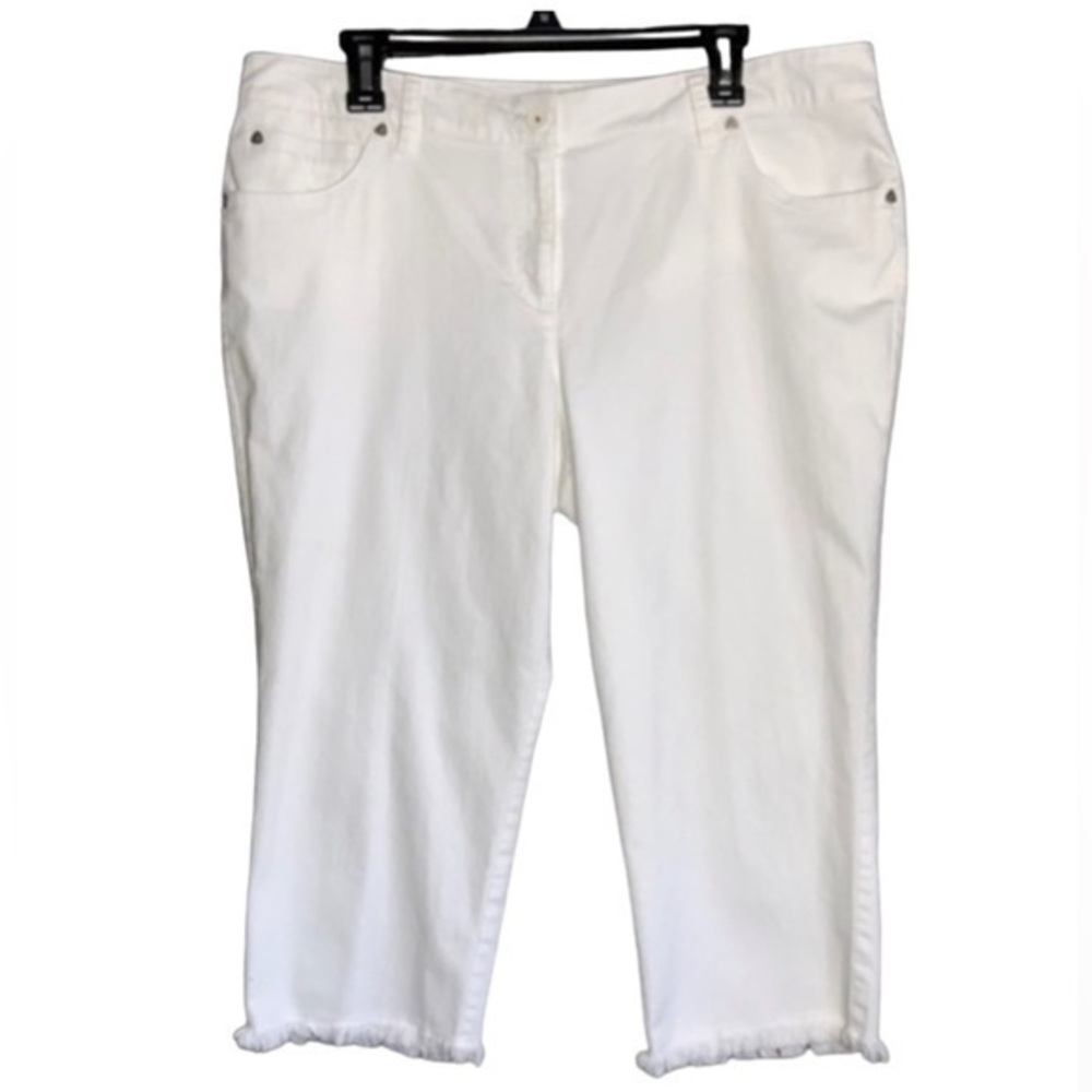 White Zac & Rachel Fringe Capri High Waist Lightweight Plus Size 16